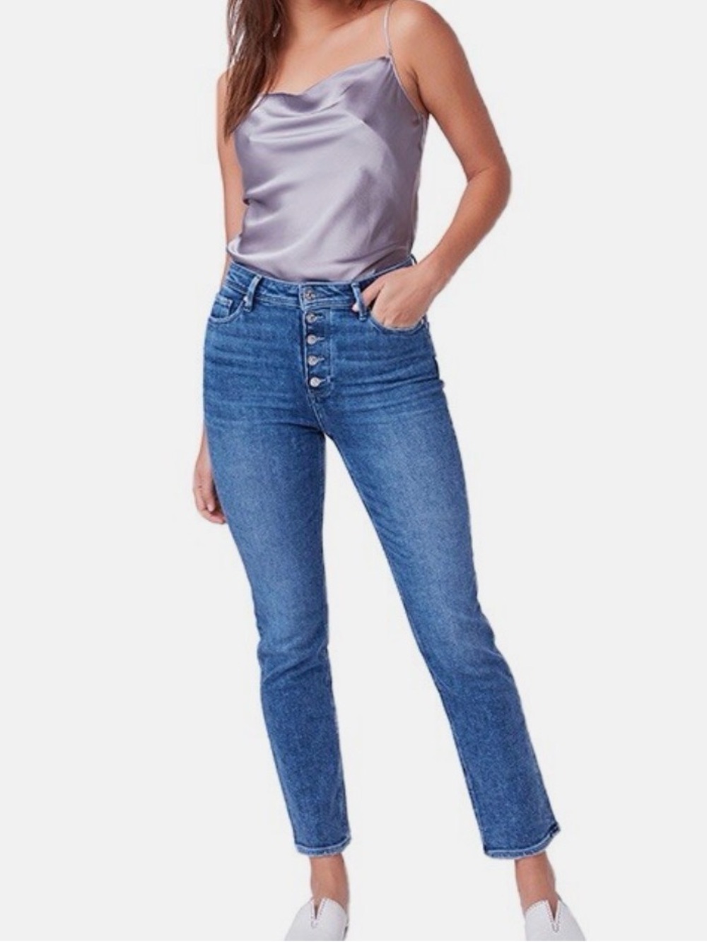 PAIGE Cindy High Rise Straight Skinny Jeans 28 Button Fly